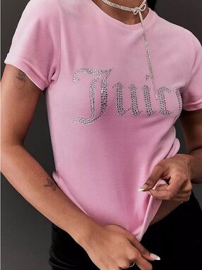 Juicy Couture Pink Crystal-Logo Short Sleeve Tee BNWT